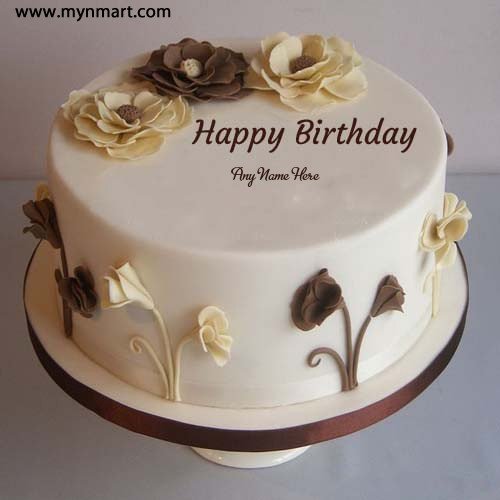 Flower Decorated Happy Birthday Cake Picture With Name