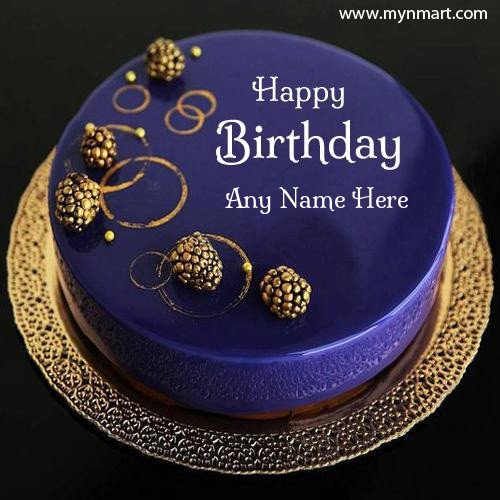 Happy Birthday Cake with Purpple color and unique design to wish birthday