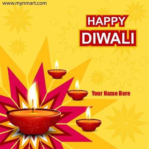 Happy Diwali Greeting With Diya And Rangoli