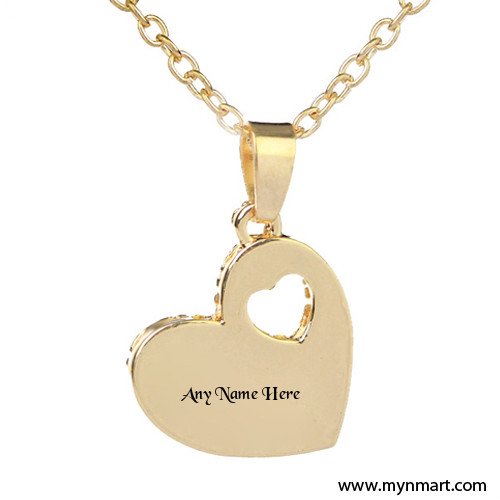 Love Heart Gold Necklace for Women With Name